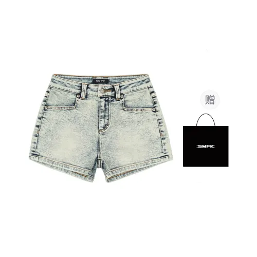 SMFK Denim Shorts Women's White Snowflake