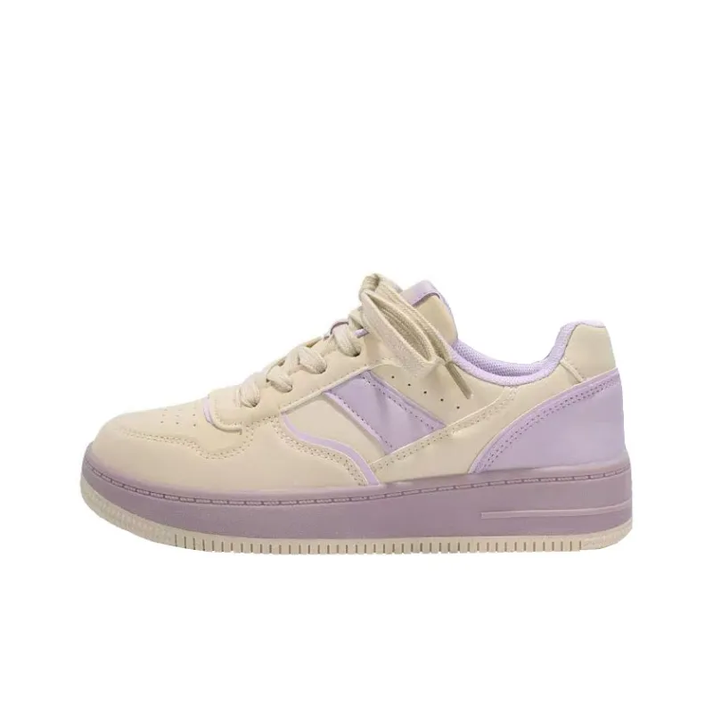 Alxnan Low Top Skateboard Shoes Women's Beige Purple-0
