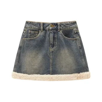 LEDIN Denim Short Skirts Women's Faded Denim Blue