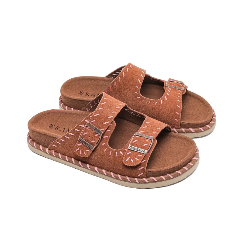 KUNGFUDEER Totem Stitching Slip Resistant Abrasion Resistant Slide Slippers Unisex-5