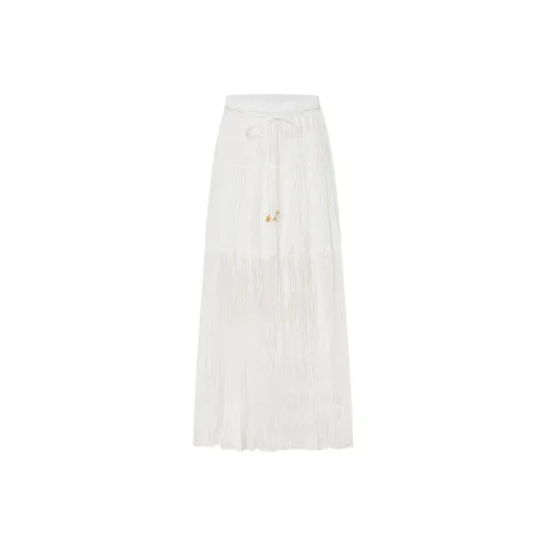 MO&CO Casual Long Skirts Women's Raw White