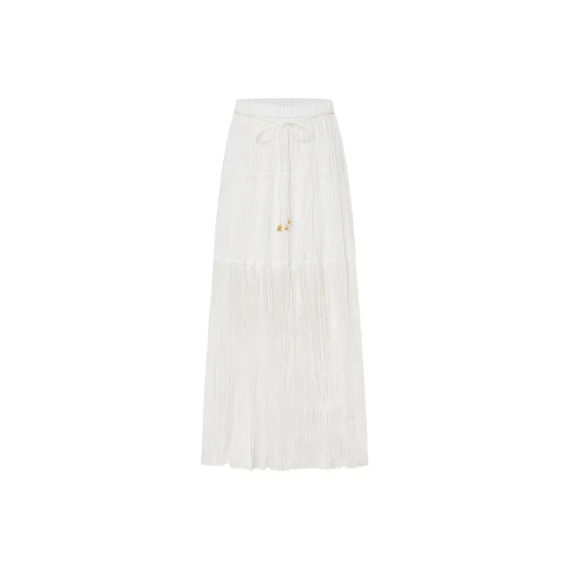 MO&CO Casual Long Skirts Women's Raw White-0
