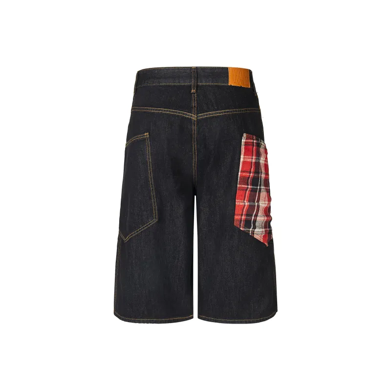 TESTUNG Denim Shorts Unisex Red-1