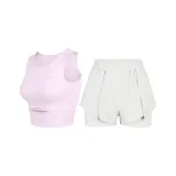 Clothing Set (Mist Purple Tank Top+Light Gray Shorts)