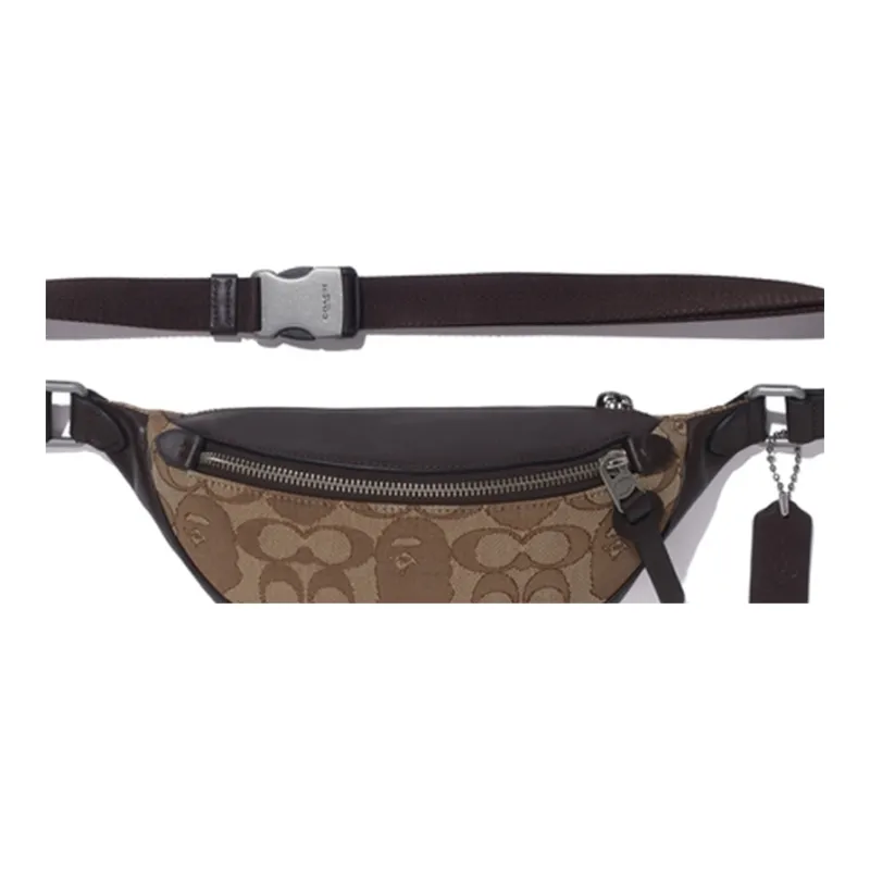 A BATHING APE COACH Collaboration Polyester Crossbody Fanny Pack Men's Khaki-3
