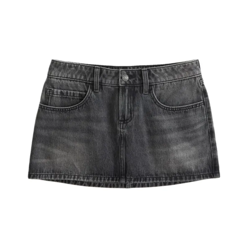 Hollister Denim Short Skirts Women's Black-0