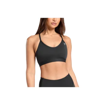 GYMSHARK V Neck Sports Bra Sports Underwear Women's Black