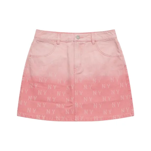 MLB MONOGRAM Collection New York Yankees SS25 Denim Short Skirts Women's Pink