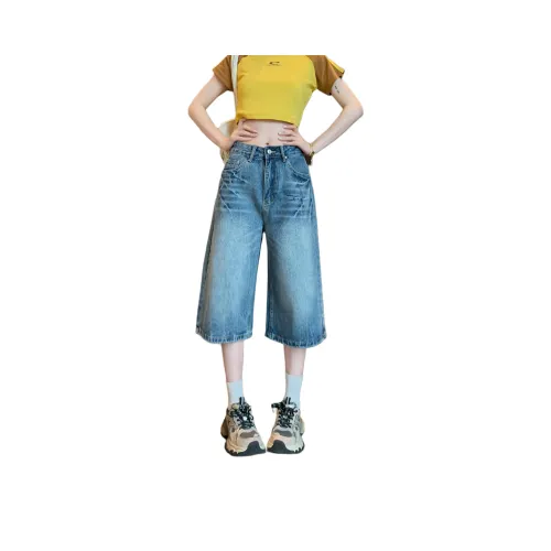 Flowers In Water Denim Shorts Women's
