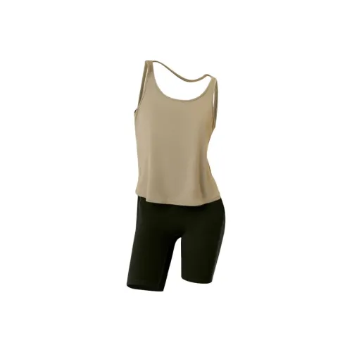 Meesu Fitness Sets Women's Willow Mist Yellow+Ancient Vine Green 2 Pcs Clothing Sets[without Pads]