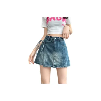 Mu Xiao Xin Denim Short Skirts Women's Vintage Blue