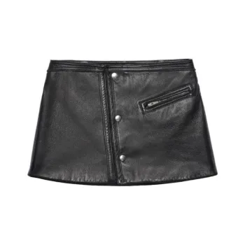 PRADA Leather Short Skirts Women's Black