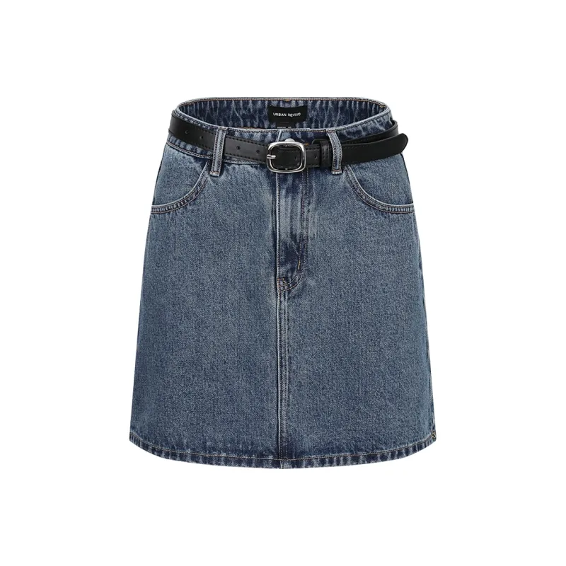 URBAN REVIVO Denim Short Skirts Women's Blue-0