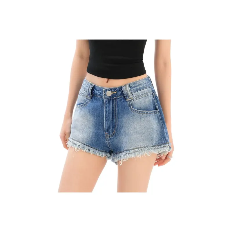 Concubine Zhu Denim Shorts Women's Vintage Blue-0