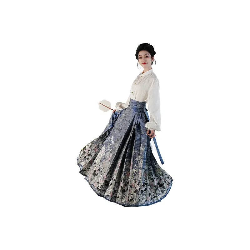 XINGHEHANGE Cute Bear Cat Everyday Hanfu Casual Long Skirt Women's-3