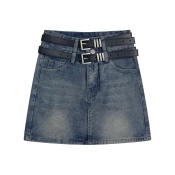 BENGEN Denim Short Skirts Women's Vintage Blue