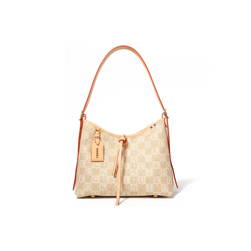 GUSKI Top Grain Cow Leather Tote Handbag, Shoulder Bag Women's Coffee/Beige/Light Green-1