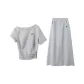 Gray Short-Sleeved Top+Long Skirt