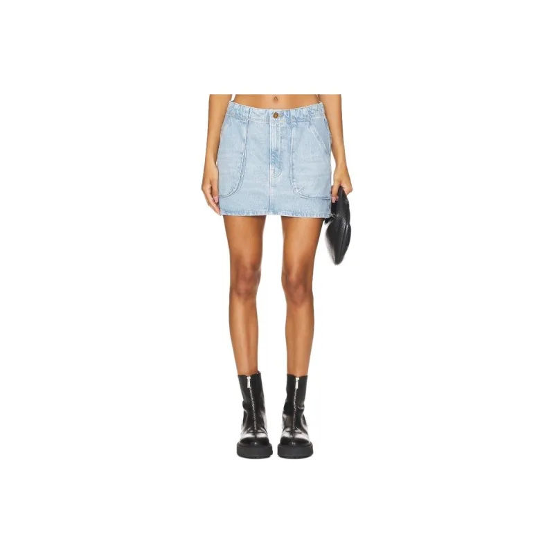 MOTHER The Accordion Fun Dip Mini Denim Skirt-0