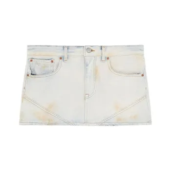 MM6 Maison Margiela Logo Patch Distressed Denim Mini Skirt