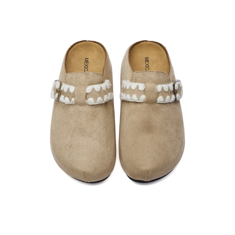 MEXICAN Rubber Sole Abrasion Resistant Slip Resistant Closed Toe Slippers Unisex Khaki-3
