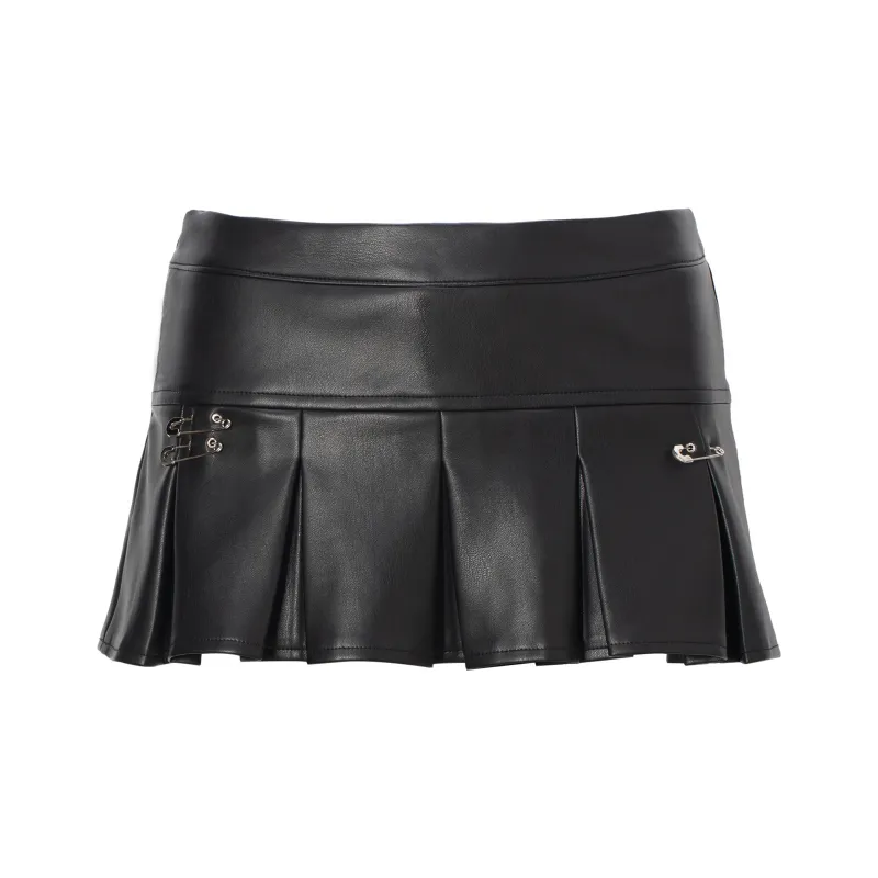 JYOSEI Leather Short Skirts Women's Black-0