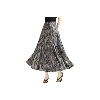 YIRANCHUN Casual Long Skirt Women's Monet Leaf Flower