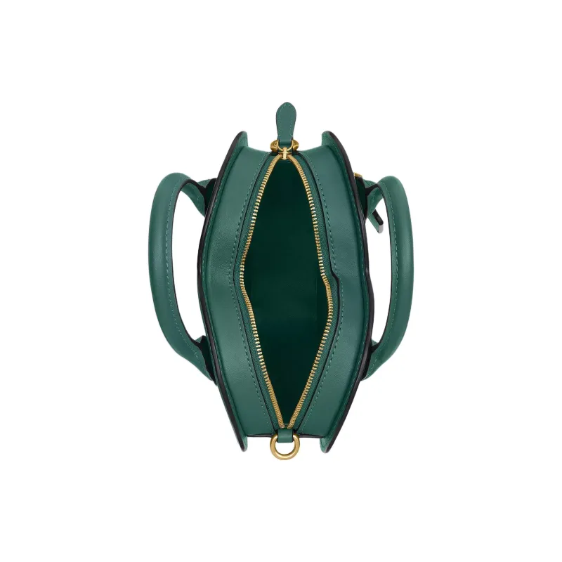 COACH Leather Heart Shaped Bag, One Shoulder Handbag Trumpets Women's Green-4