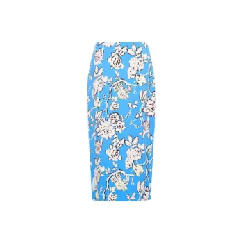 Diane Von Furstenberg SS25 Casual Long Skirt Women's Blue White