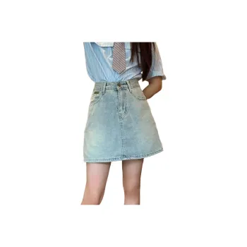 Ordifen Denim Short Skirts Women's Light Blue