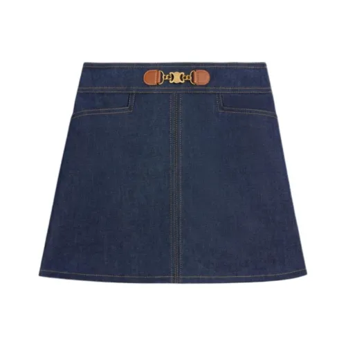 celine Camarat Mini Skirt In Raw Wash Denim