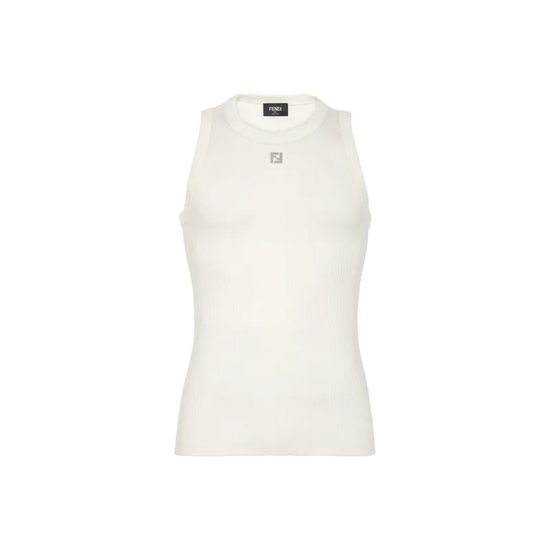 FENDI Logo Plaque Ribbed Knit Top-0