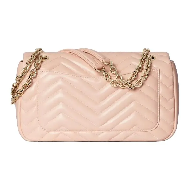 GUCCI GG Marmont Sheepskin Shoulder Bag Medium Size Women's Pink-2