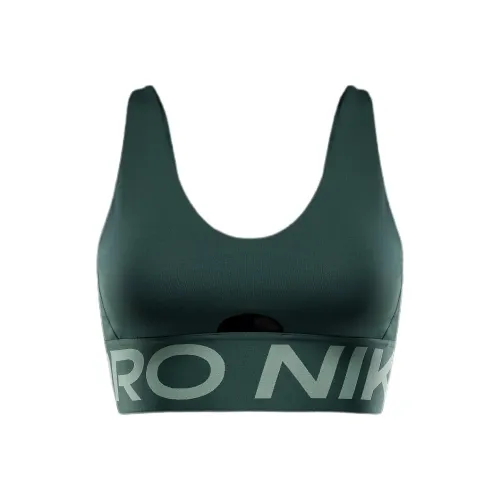 Nike Pro Indy Plunge Sports Underwear Women's Vintage Green/Emerald Horizon/White