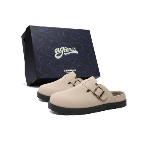 OUGLEMEN Rubber Sole Quiet, Odor Resistant, Slip Resistant Closed Toe Slippers Men's Box Included