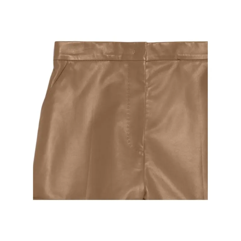 MaxMara Andorra Collection Nappa Leather Shorts Casual Shorts Women's Brown-5
