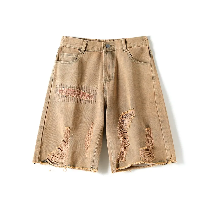 Ordifen Denim Shorts Women's Yellow Mud-0