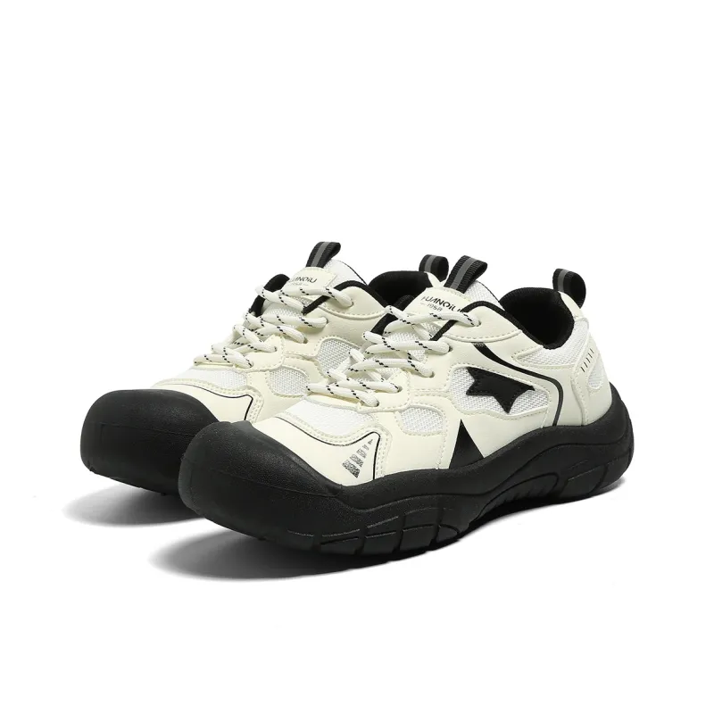 HUANQIU Non slip, Wear resistant, Impact resistant Low Top Hiking Shoes Women's Beige Black-2