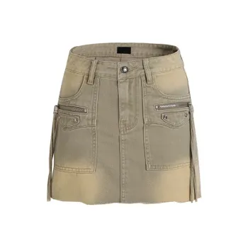 LIUREGALI Denim Short Skirts Women's Khaki