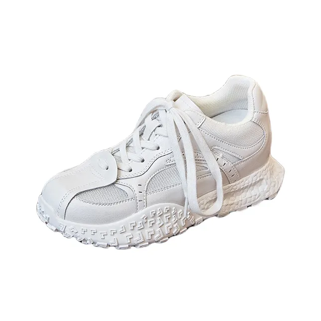 QING MISS Cushioning, Slip Resistant, Abrasion Resistant, Breathable Low Top Chunky Sneakers Women's Ecru-0
