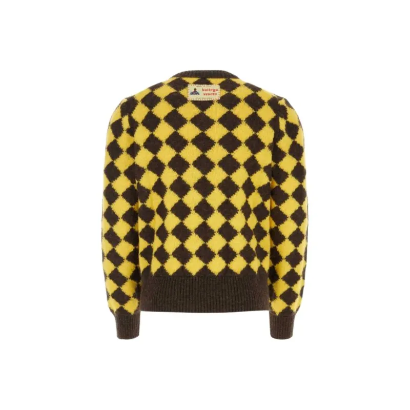 Bottega Veneta Argyle Intarsia Wool Jumper Sweater Men's Yellow-1