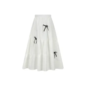 Pa33word Casual Long Skirt Women's Pure White Color