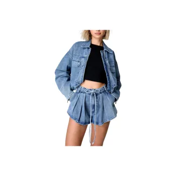 NASTY GAL Denim Flippy Short Denim Shorts Women's Light Blue
