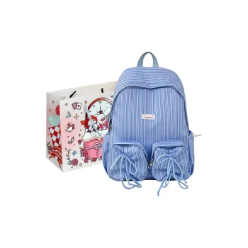MOM'S HELPER Nylon Backpack Women's Blue/White/Black