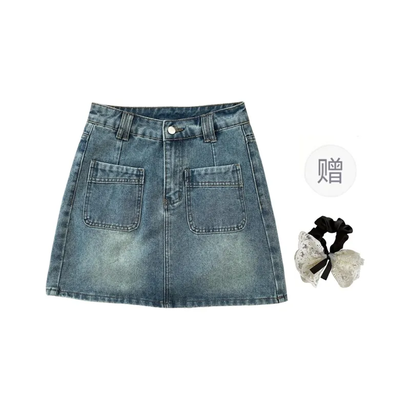 PAVEA Denim Short Skirts Women's Blue-0