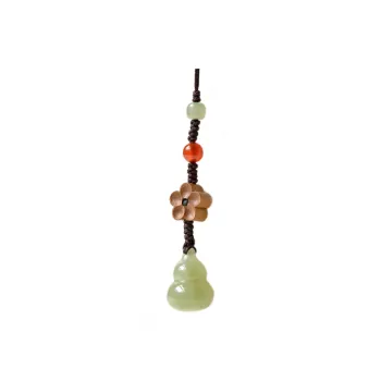 HUWEI Hetian Jade Cell Phone Chain Pale Greenish White Jade Unisex