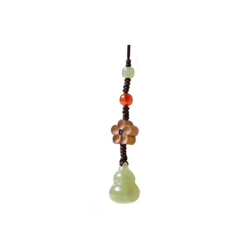 HUWEI Hetian Jade Cell Phone Chain Pale Greenish White Jade Unisex-0