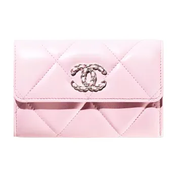 CHANEL 19Bag Lambskin Wallet Women's Pink