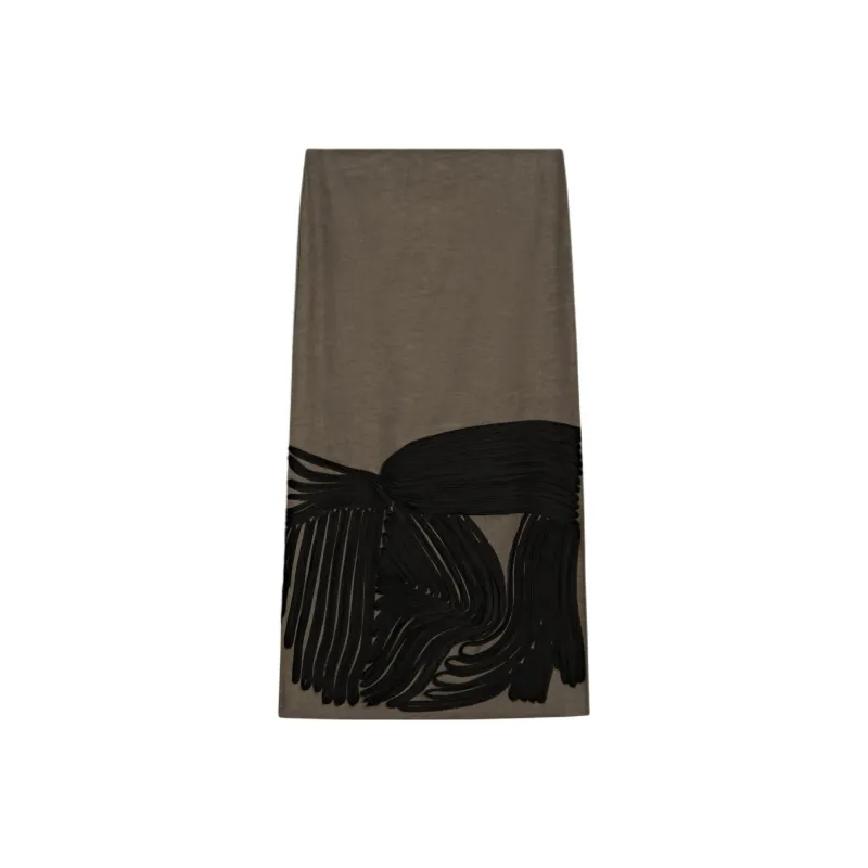 Massimo Dutti Casual Long Skirt Women's Brown Green-0