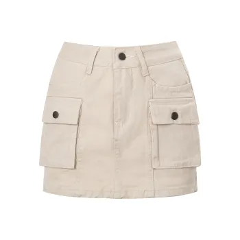 Wen Shan Denim Short Skirts Women's Ecru